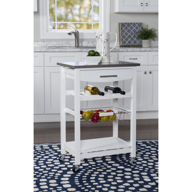 Winston Porter Macy 23'' Wide Rolling Kitchen Cart with Stainless Steel Top & Reviews Wayfair